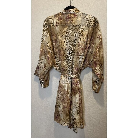 Delicates XL Intimates Animal‎ Print Floral Slip Dress Nightgown Short Robe Set - Picture 2 of 7